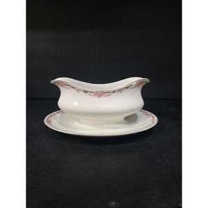 Overland‎ by Alfred Meakin England Gravy Boat with Attached Underplate